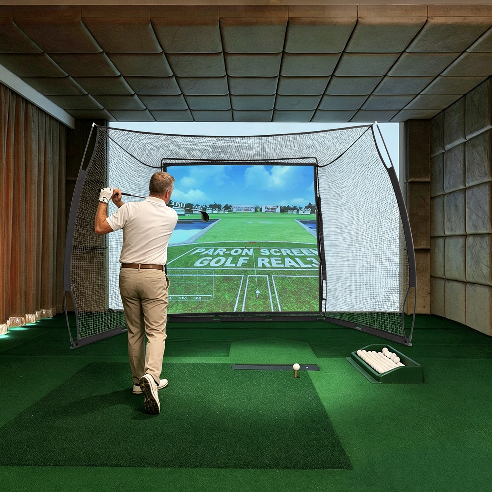 Zwart golf oefennet voor binne - Practice Net Hitting recensie en prijs